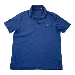 Polo Ralph Lauren Men Polo Shirt Large Classic Fit Short Sleeve Golf Casual Blue